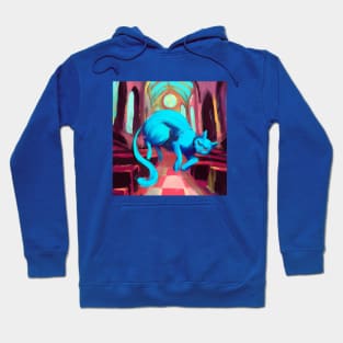 Psychic Blue Cat Levitates in Church Hoodie